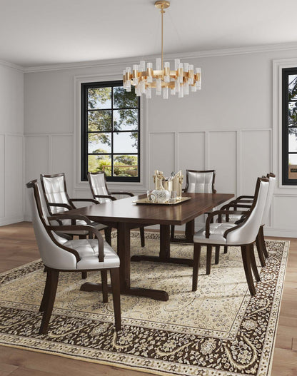 Manhattan Comfort Set of 2 Fifth Avenue Faux Leather Dining Chairs - Silver &amp; Walnut|Ensemble 2 chaises de salle à manger Fifth Avenue de Manhattan Comfort en similicuir - argenté et noyer