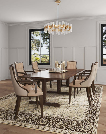 Manhattan Comfort Fifth Avenue Faux Leather Dining Chair - Tan &amp; Walnut|Chaise de salle à manger Fifth Avenue de Manhattan Comfort en similicuir - tan et noyer