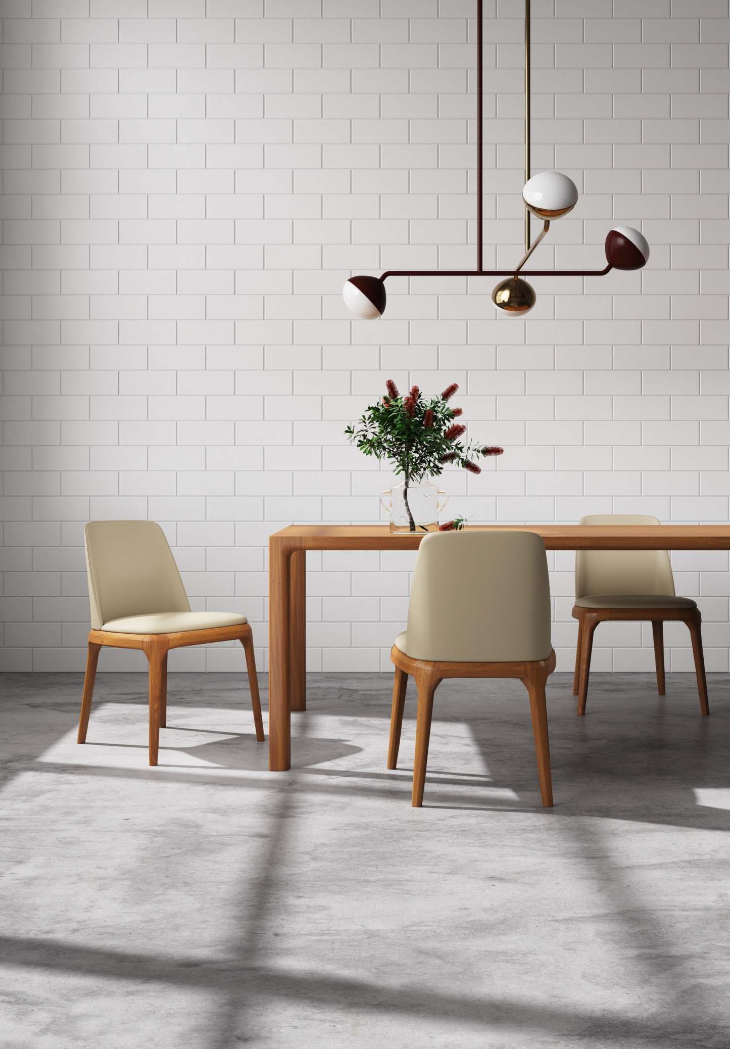 Manhattan Comfort Courding Faux Leather Dining Chair - Tan &amp; Walnut|Chaise de salle à manger Courding de Manhattan Comfort en similicuir - tan et noyer