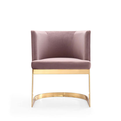 Manhattan Comfort Aura Velvet Dining Chair - Blush &amp; Polished Brass|Chaise de salle à manger Aura de Manhattan Comfort en velours - rose tendre et laiton poli