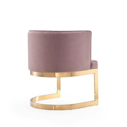 Manhattan Comfort Aura Velvet Dining Chair - Blush &amp; Polished Brass|Chaise de salle à manger Aura de Manhattan Comfort en velours - rose tendre et laiton poli