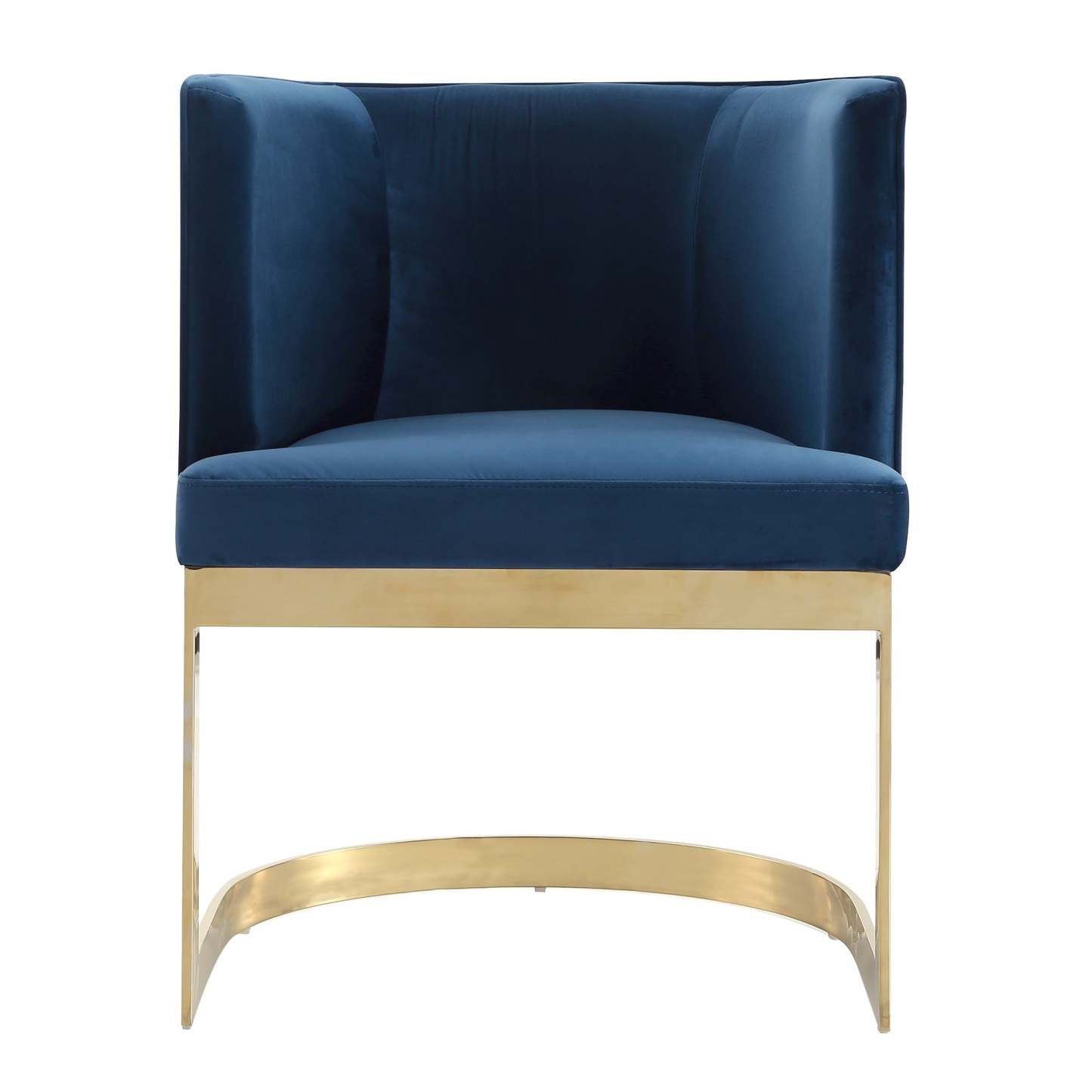 Manhattan Comfort Aura Velvet Dining Chair - Royal Blue &amp; Polished Brass|Chaise de salle à manger Aura de Manhattan Comfort en velours - bleu roi et laiton poli
