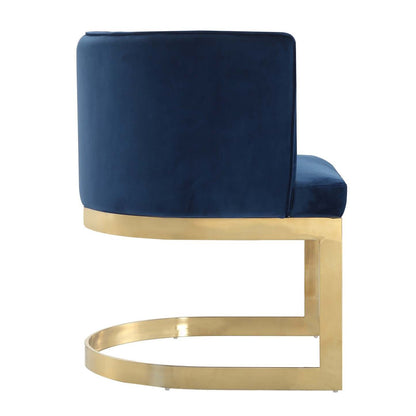 Manhattan Comfort Aura Velvet Dining Chair - Royal Blue &amp; Polished Brass|Chaise de salle à manger Aura de Manhattan Comfort en velours - bleu roi et laiton poli