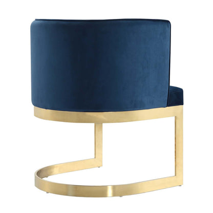 Manhattan Comfort Aura Velvet Dining Chair - Royal Blue &amp; Polished Brass|Chaise de salle à manger Aura de Manhattan Comfort en velours - bleu roi et laiton poli