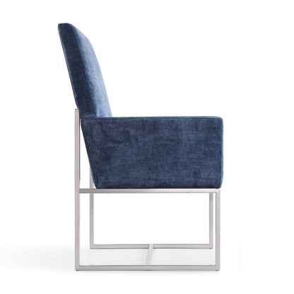 Manhattan Comfort Element Armless Dining Chair - Blue Velvet|Chaise de salle à manger sans accoudoirs Element de Manhattan Comfort - velours bleu