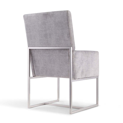 Manhattan Comfort Element Velvet Armless Dining Chair - Steel|Chaise de salle à manger sans accoudoirs Element de Manhattan Comfort en velours - acier