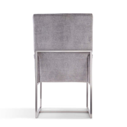 Manhattan Comfort Element Velvet Armless Dining Chair - Steel|Chaise de salle à manger sans accoudoirs Element de Manhattan Comfort en velours - acier