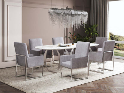 Manhattan Comfort Element Velvet Armless Dining Chair - Steel|Chaise de salle à manger sans accoudoirs Element de Manhattan Comfort en velours - acier