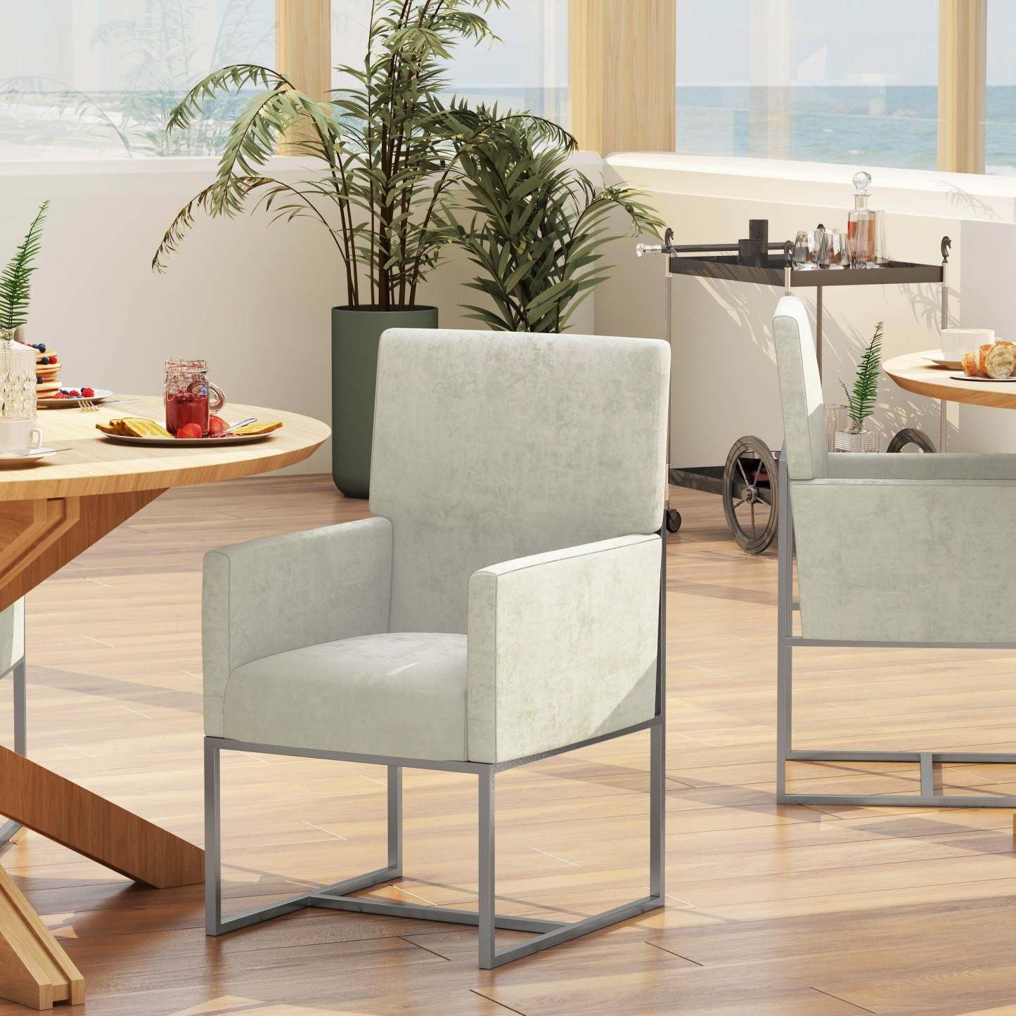 Manhattan Comfort Element Velvet Armless Dining Chair - Champagne|Chaise de salle à manger sans accoudoirs Element de Manhattan Comfort en velours - champagne