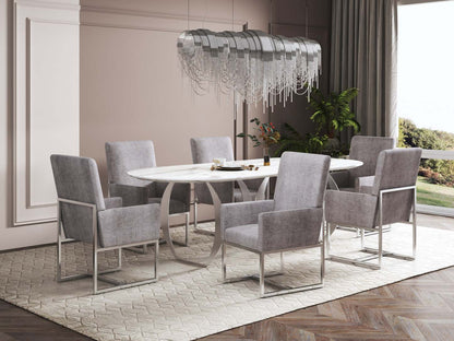 Manhattan Comfort Element Velvet Dining Chair - Grey|Chaise de salle à manger Element de Manhattan Comfort en velours - grise