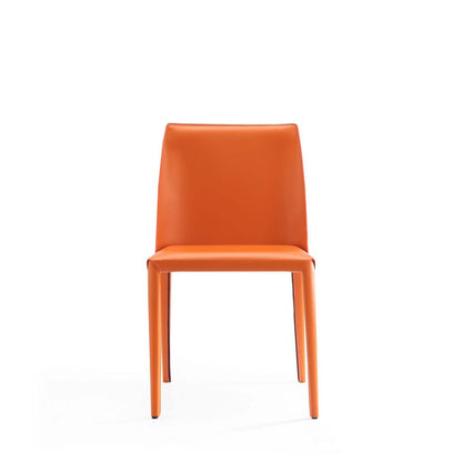 Manhattan Comfort Set of 2 Paris Coral Saddle Leather Dining Chairs - Corail|Ensemble 2 chaises de salle à manger Paris de Manhattan Comfort en cuir à équipement corail - corail