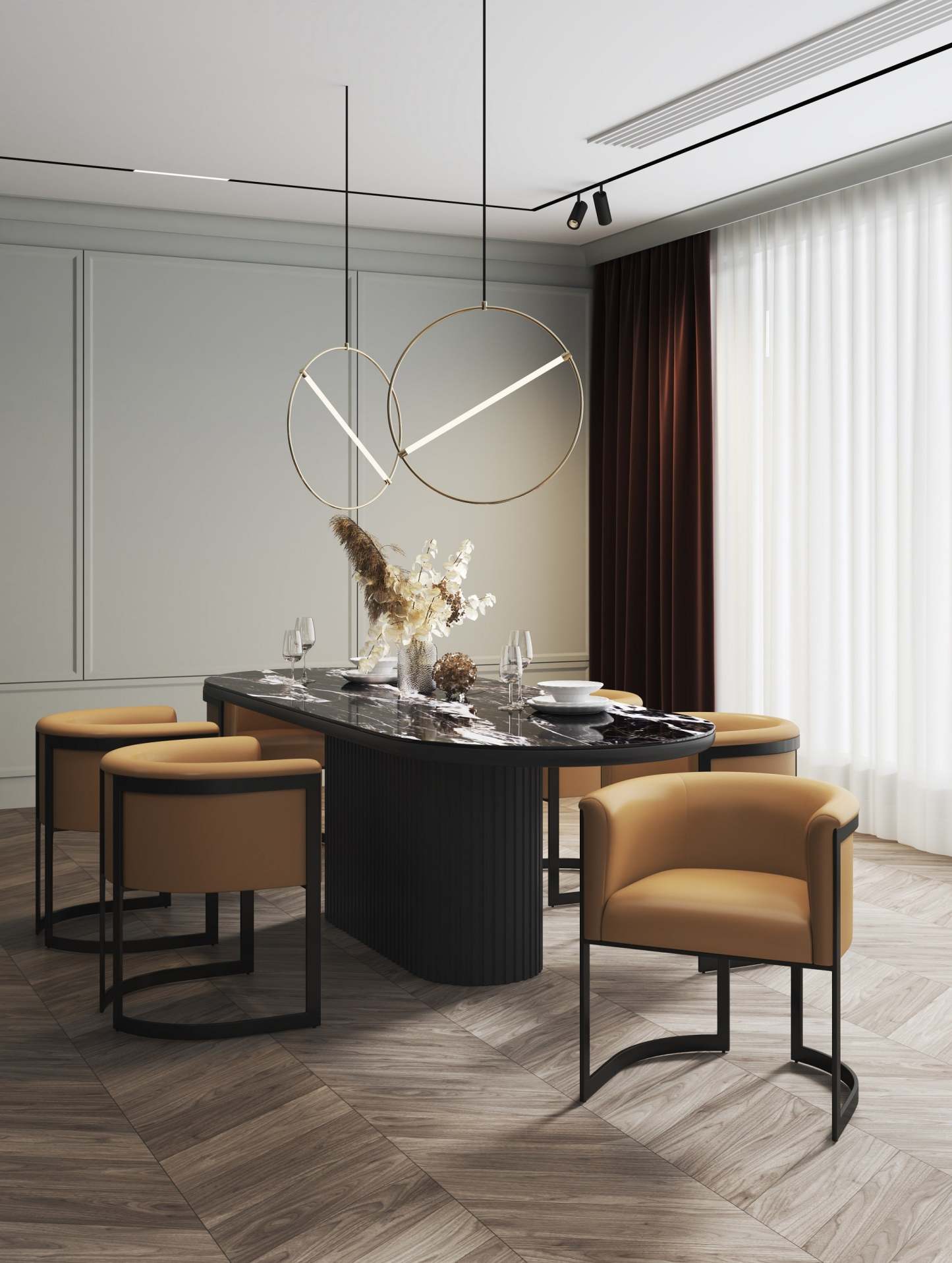 Manhattan Comfort Corso Leatherette Dining Chair with Metal Frame - Tan|Chaise de salle à manger Corso de Manhattan Comfort en similicuir avec armature en métal - tan