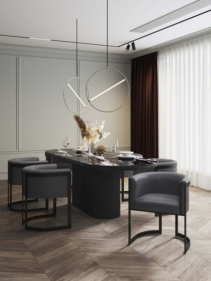 Manhattan Comfort Corso Leatherette Dining Chair with Metal Frame - Grey|Chaise de salle à manger Corso de Manhattan Comfort en similicuir avec armature en métal - grise