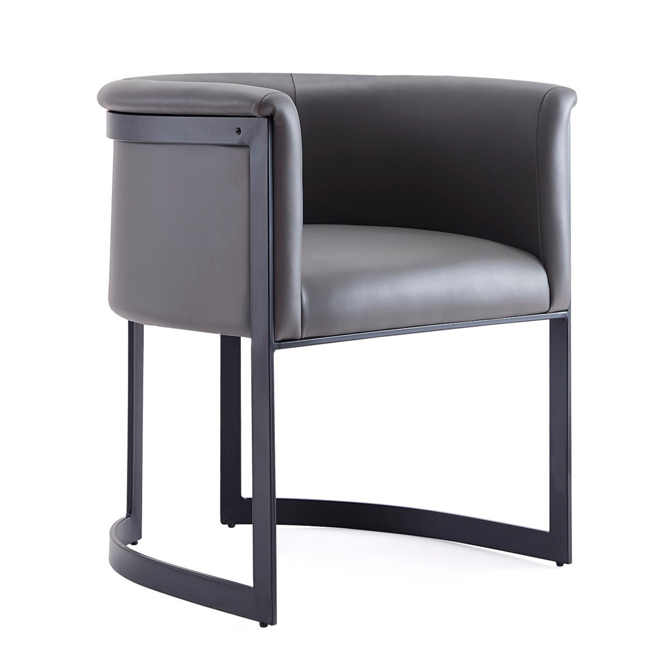 Manhattan Comfort Corso Leatherette Dining Chair with Metal Frame - Grey|Chaise de salle à manger Corso de Manhattan Comfort en similicuir avec armature en métal - grise