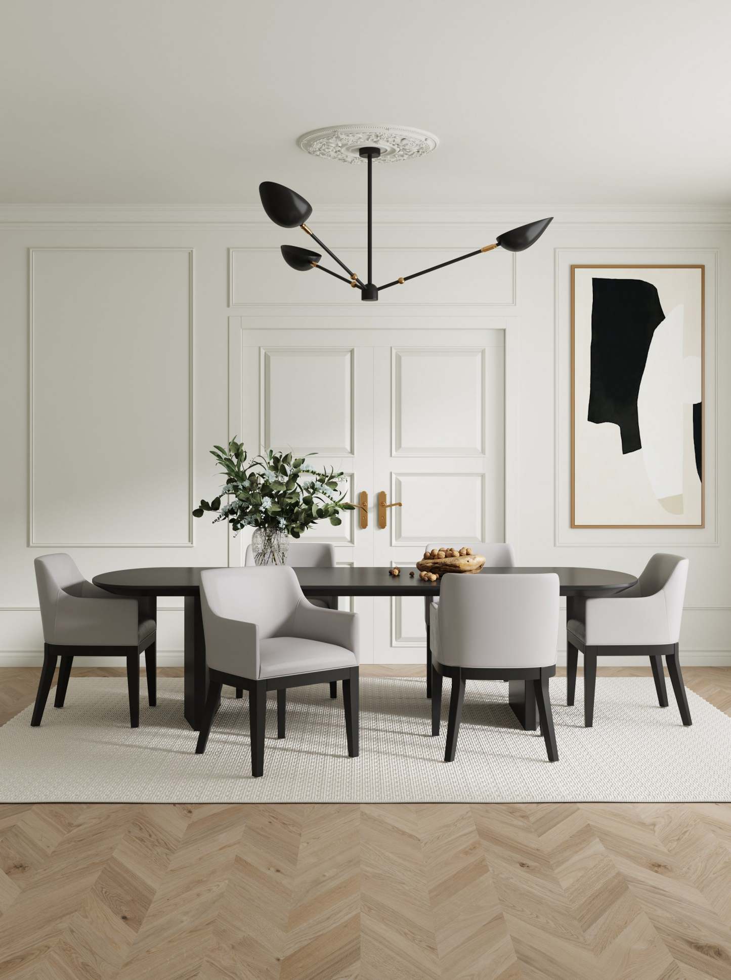 Manhattan Comfort Gansevoort Modern Faux Leather Dining Chair - Light Grey|Chaise de salle à manger moderne Gansevoort de Manhattan Comfort en similicuir - gris clair