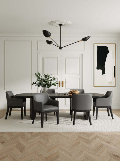 Manhattan Comfort Gansevoort Modern Faux Leather Dining Chair - Pebble Grey|Chaise de salle à manger moderne Gansevoort de Manhattan Comfort en similicuir - gris galet