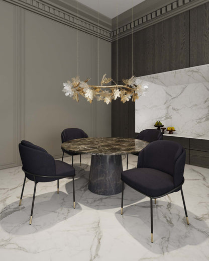 Manhattan Comfort Flor Fabric Dining Chair - Black|Chaise de salle à manger Flor de Manhattan Comfort en tissu - noire