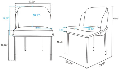 Manhattan Comfort Flor Fabric Dining Chair - Black|Chaise de salle à manger Flor de Manhattan Comfort en tissu - noire