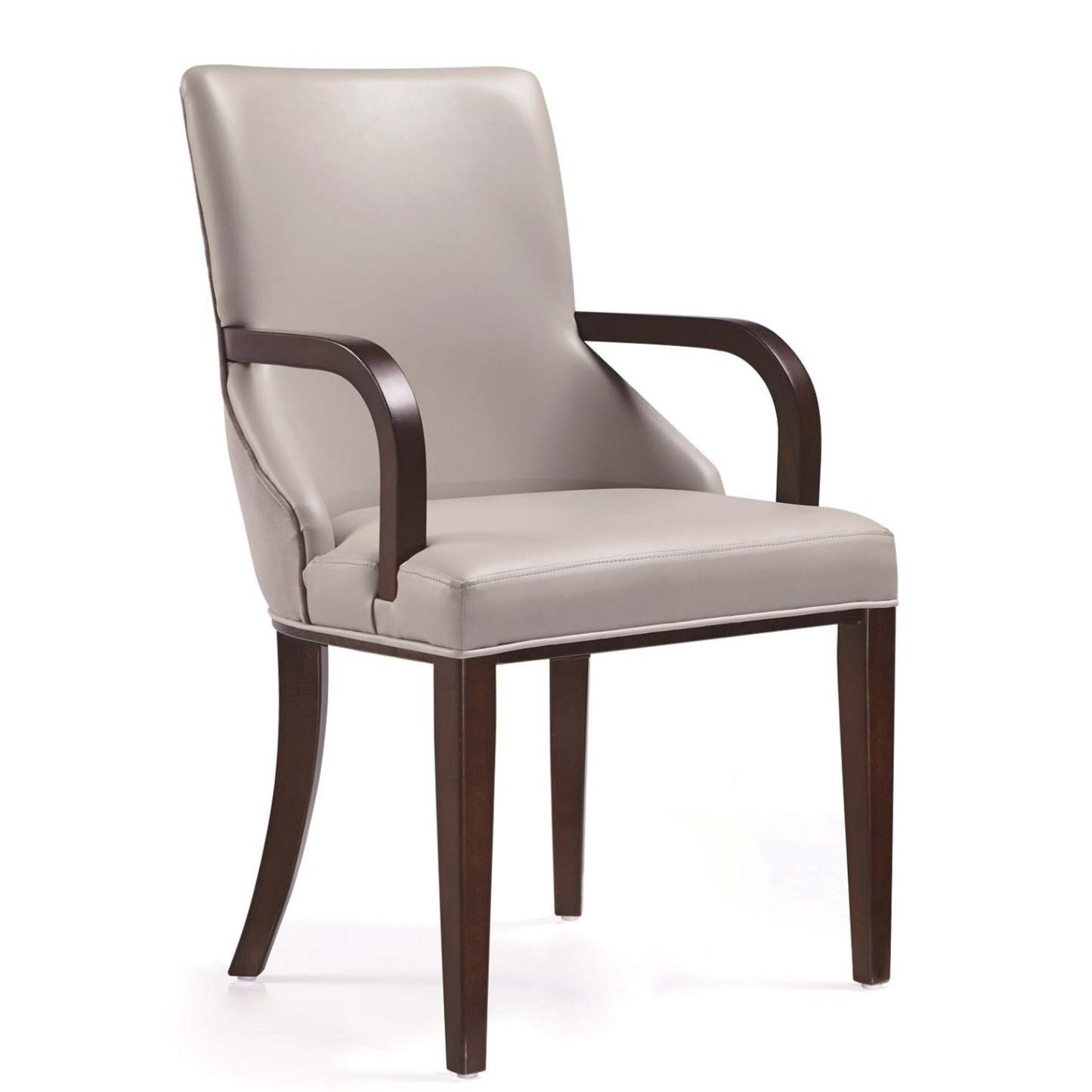 Manhattan Comfort Shubert Modern Faux Leather &amp; Velvet Dining Armchair - Light Grey|Chaise de salle à manger à accoudoirs moderne Shubert de Manhattan Comfort en similicuir et velours - gris clair