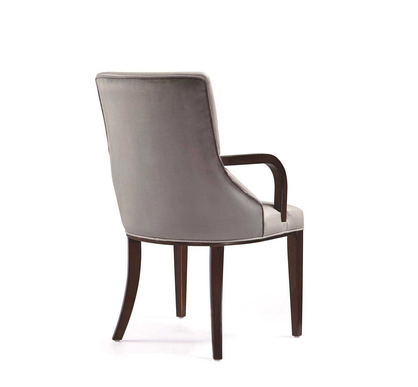 Manhattan Comfort Shubert Modern Faux Leather &amp; Velvet Dining Armchair - Light Grey|Chaise de salle à manger à accoudoirs moderne Shubert de Manhattan Comfort en similicuir et velours - gris clair