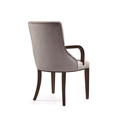 Manhattan Comfort Shubert Modern Faux Leather &amp; Velvet Dining Armchair - Light Grey|Chaise de salle à manger à accoudoirs moderne Shubert de Manhattan Comfort en similicuir et velours - gris clair