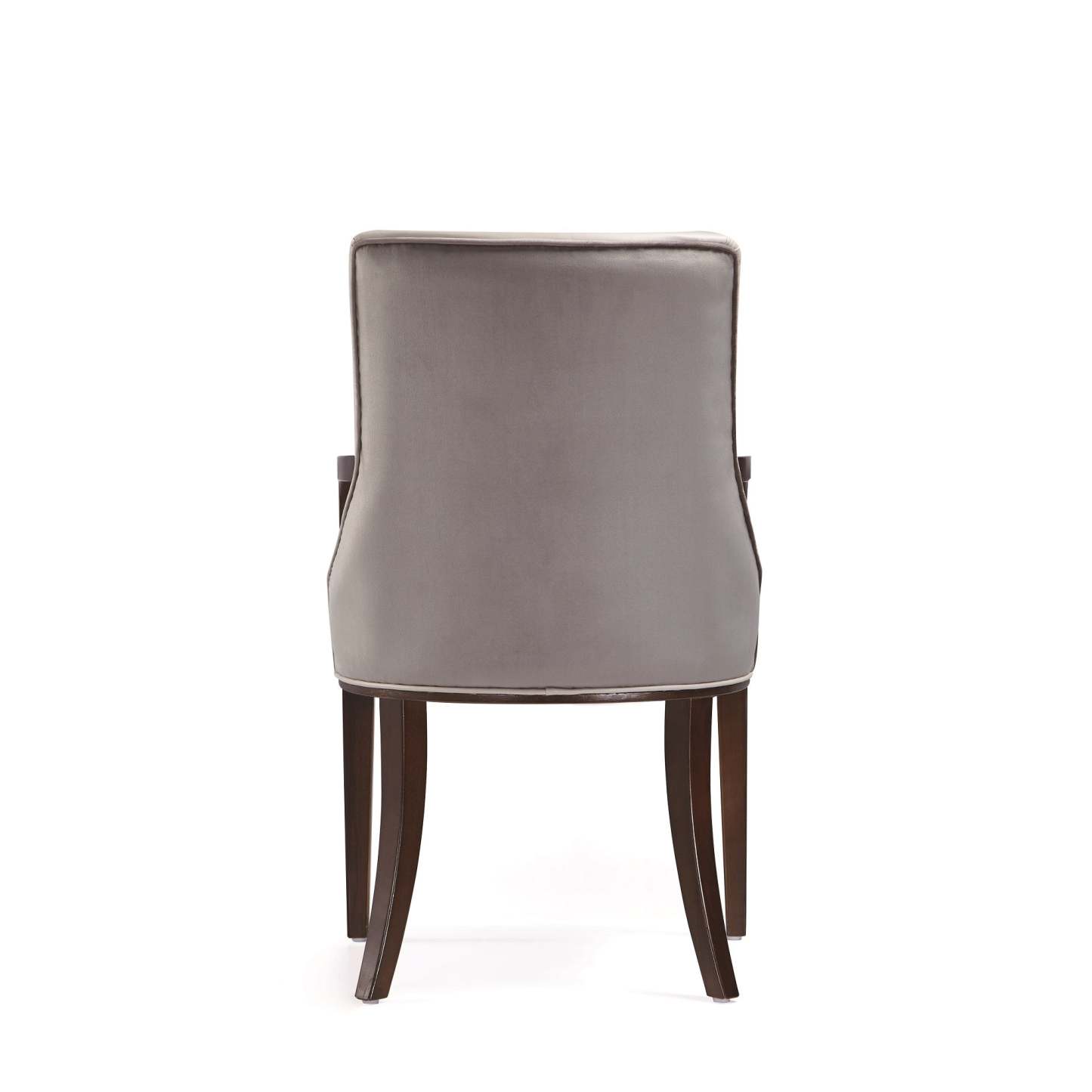Manhattan Comfort Shubert Modern Faux Leather &amp; Velvet Dining Armchair - Light Grey|Chaise de salle à manger à accoudoirs moderne Shubert de Manhattan Comfort en similicuir et velours - gris clair