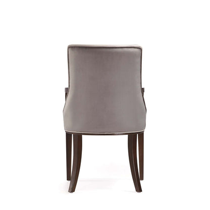 Manhattan Comfort Shubert Modern Faux Leather &amp; Velvet Dining Armchair - Light Grey|Chaise de salle à manger à accoudoirs moderne Shubert de Manhattan Comfort en similicuir et velours - gris clair