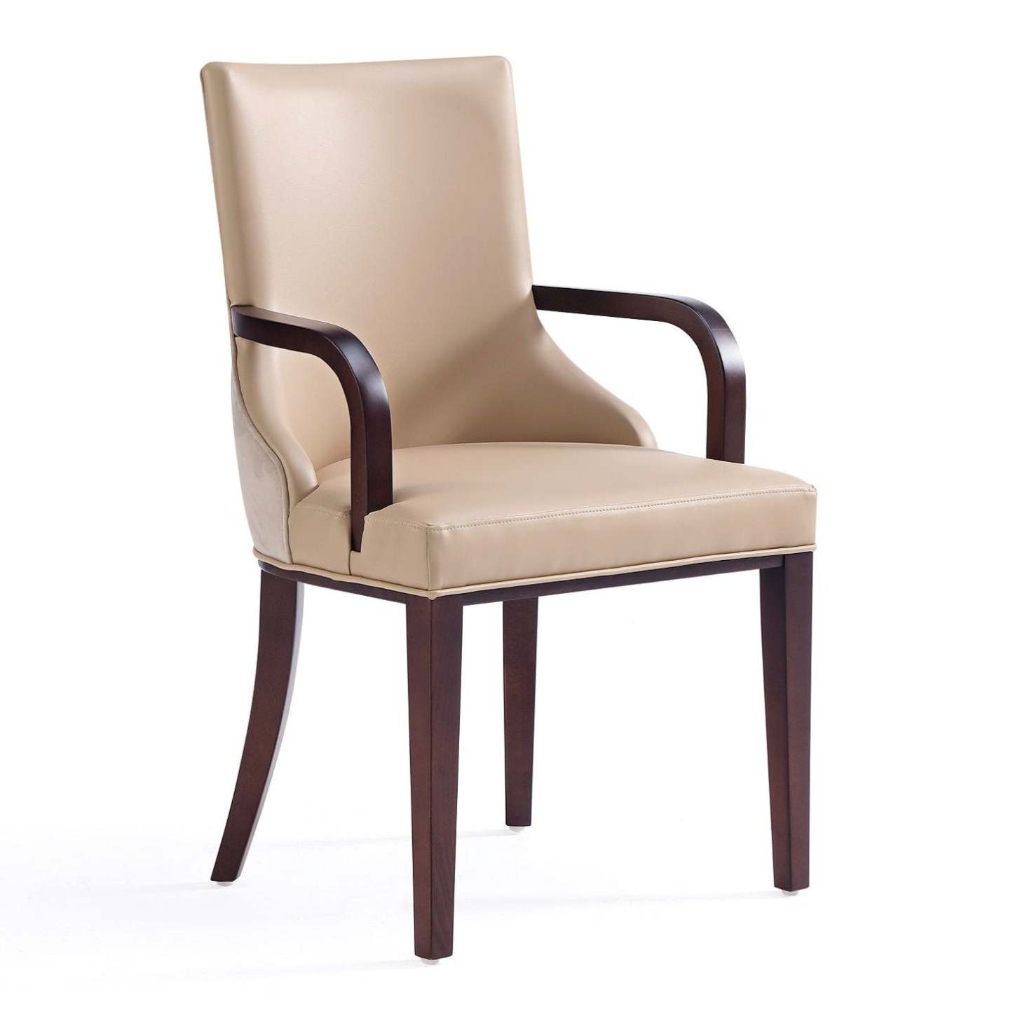 Manhattan Comfort Shubert Modern Faux Leather &amp; Velvet Dining Chair - Tan|Chaise de salle à manger moderne Shubert de Manhattan Comfort en similicuir et velours - tan