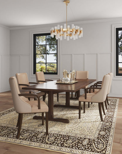 Manhattan Comfort Shubert Modern Faux Leather &amp; Velvet Dining Chair - Tan|Chaise de salle à manger moderne Shubert de Manhattan Comfort en similicuir et velours - tan