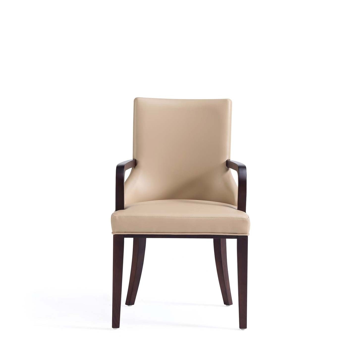 Manhattan Comfort Shubert Modern Faux Leather &amp; Velvet Dining Chair - Tan|Chaise de salle à manger moderne Shubert de Manhattan Comfort en similicuir et velours - tan