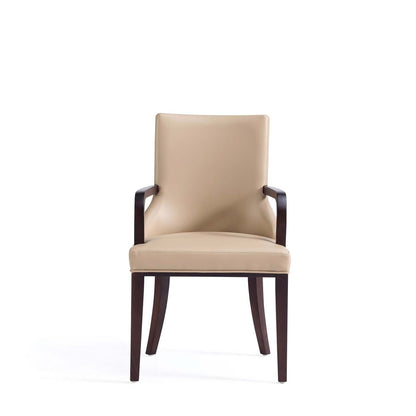 Manhattan Comfort Shubert Modern Faux Leather &amp; Velvet Dining Chair - Tan|Chaise de salle à manger moderne Shubert de Manhattan Comfort en similicuir et velours - tan