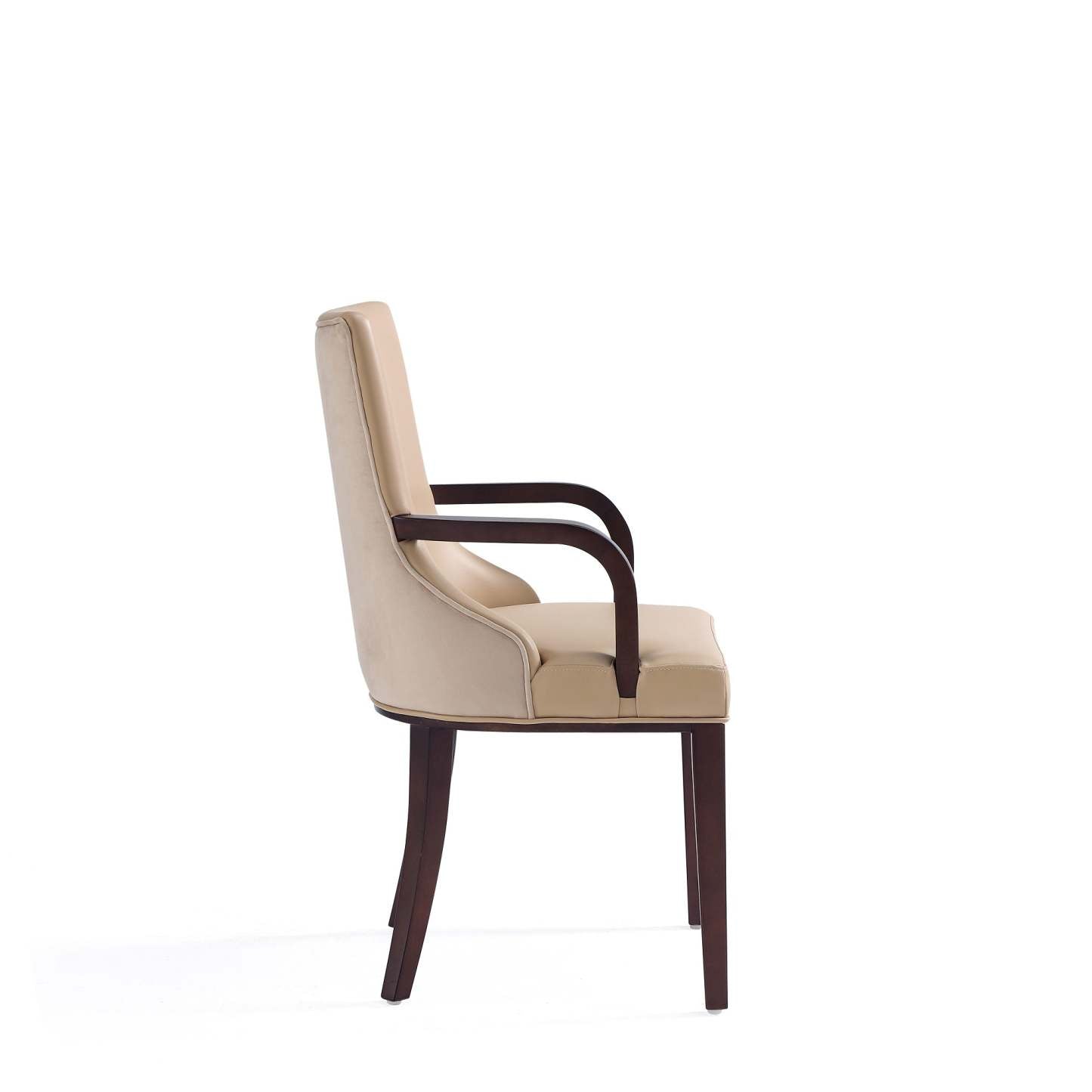 Manhattan Comfort Shubert Modern Faux Leather &amp; Velvet Dining Chair - Tan|Chaise de salle à manger moderne Shubert de Manhattan Comfort en similicuir et velours - tan
