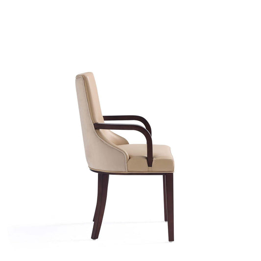 Manhattan Comfort Shubert Modern Faux Leather &amp; Velvet Dining Chair - Tan|Chaise de salle à manger moderne Shubert de Manhattan Comfort en similicuir et velours - tan