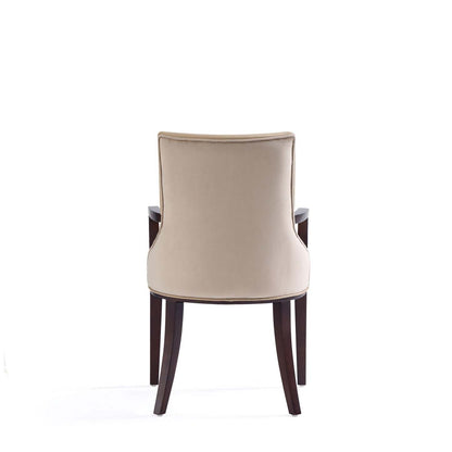 Manhattan Comfort Shubert Modern Faux Leather &amp; Velvet Dining Chair - Tan|Chaise de salle à manger moderne Shubert de Manhattan Comfort en similicuir et velours - tan