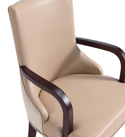 Manhattan Comfort Shubert Modern Faux Leather &amp; Velvet Dining Chair - Tan|Chaise de salle à manger moderne Shubert de Manhattan Comfort en similicuir et velours - tan