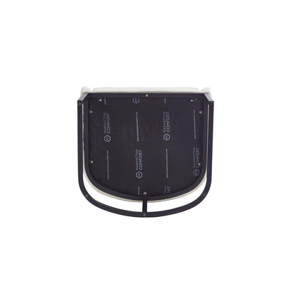 Manhattan Comfort Modern Serena Dining Chair Rembourré en similicuir avec pieds en acier - Crème|Chaise de salle à manger à accoudoirs moderne Serena de Manhattan Comfort revêtue de similicuir avec pattes en acier - crème