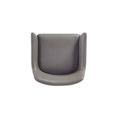 Manhattan Comfort Modern Serena Dining Armchair Rembourré en Similicuir avec Pieds en Acier - Gris|Chaise de salle à manger à accoudoirs moderne Serena de Manhattan Comfort revêtue de similicuir avec pattes en acier - grise