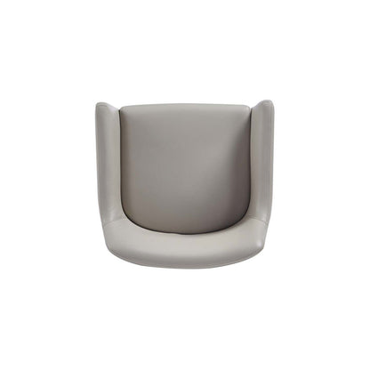 Manhattan Comfort Modern Serena Dining Armchair Rembourré en Similicuir avec Pieds en Acier - Gris Clair|Chaise de salle à manger à accoudoirs moderne Serena de Manhattan Comfort revêtue de similicuir avec pattes en acier - gris clair