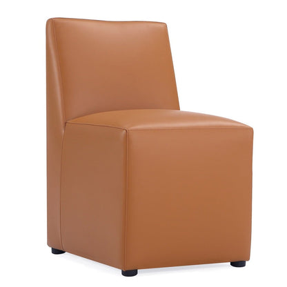 Manhattan Comfort Anna Modern Square Faux Leather Dining Chair - Saddle|Chaise de salle à manger carrée et moderne Anna de Manhattan Comfort en similicuir - brun clair