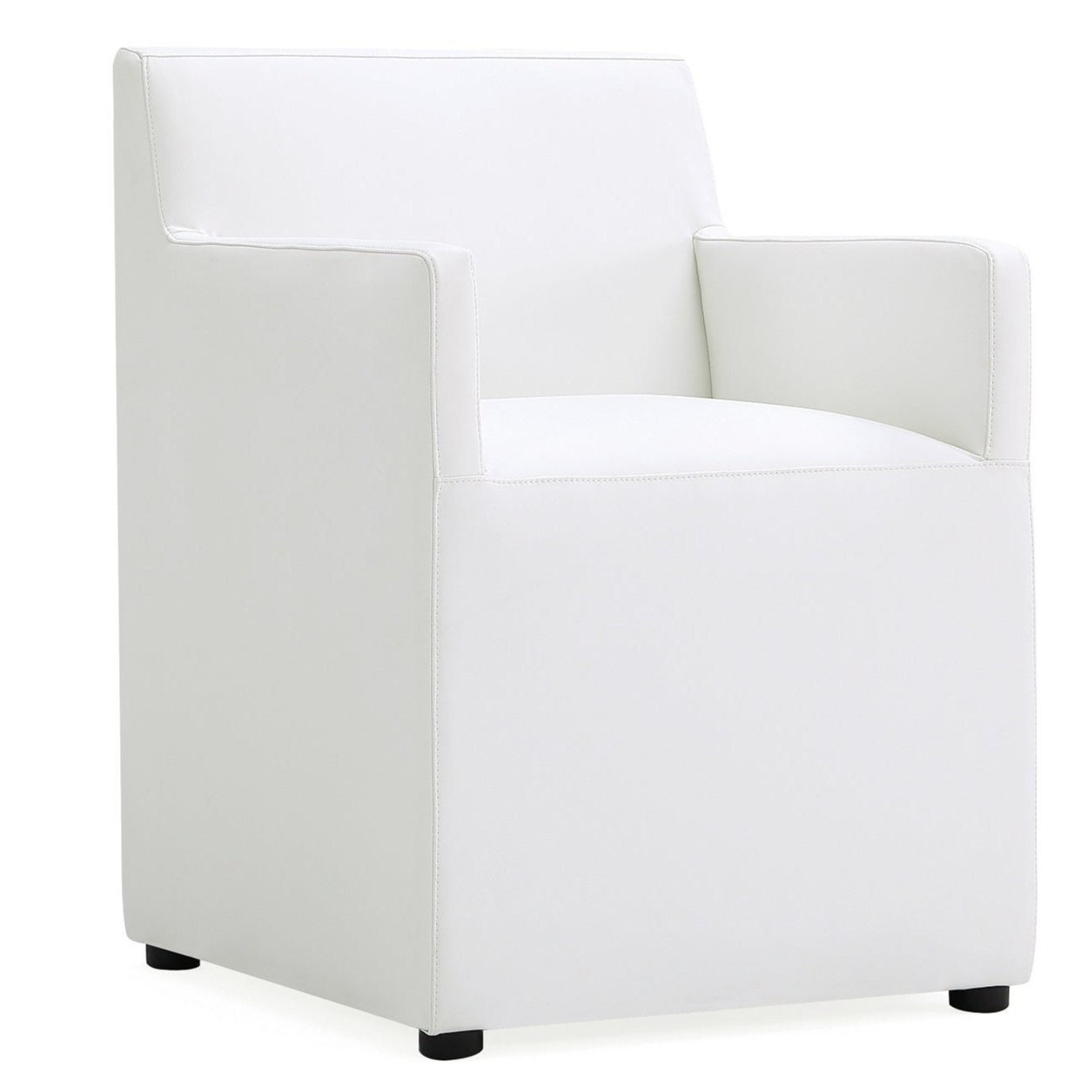 Manhattan Comfort Anna Modern Square Faux Leather Armless Dining Chair - Cream|Chaise de salle à manger carrée et moderne sans accoudoirs Anna de Manhattan Comfort en similicuir - crème