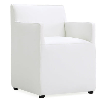 Manhattan Comfort Anna Modern Square Faux Leather Armless Dining Chair - Cream|Chaise de salle à manger carrée et moderne sans accoudoirs Anna de Manhattan Comfort en similicuir - crème