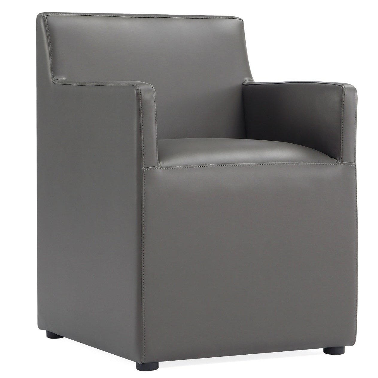 Manhattan Comfort Anna Modern Square Faux Leather Armless Dining Chair - Pewter|Chaise de salle à manger carrée et moderne sans accoudoirs Anna de Manhattan Comfort en similicuir - étain