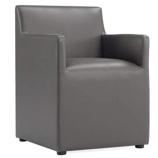 Manhattan Comfort Anna Modern Square Faux Leather Armless Dining Chair - Pewter|Chaise de salle à manger carrée et moderne sans accoudoirs Anna de Manhattan Comfort en similicuir - étain