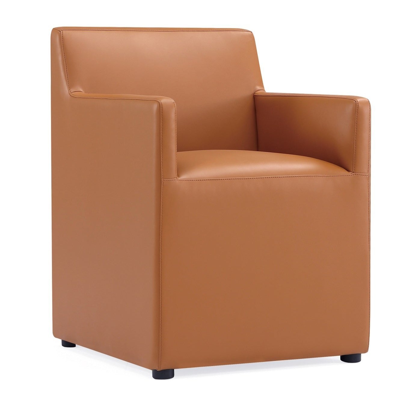 Manhattan Comfort Anna Modern Square Faux Leather Armless Dining Chair - Saddle|Chaise de salle à manger carrée et moderne sans accoudoirs Anna de Manhattan Comfort en similicuir - brun clair