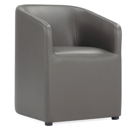 Manhattan Comfort Anna Modern Round Faux Leather Dining Chair - Pewter|Chaise de salle à manger arrondie et moderne Anna de Manhattan Comfort en similicuir - étain