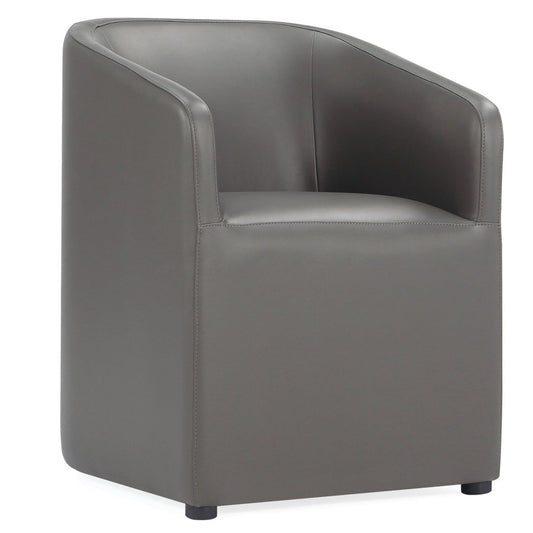 Manhattan Comfort Anna Modern Round Faux Leather Dining Chair - Pewter|Chaise de salle à manger arrondie et moderne Anna de Manhattan Comfort en similicuir - étain