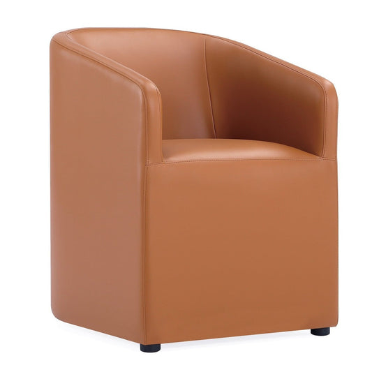 Manhattan Comfort Anna Modern Round Faux Leather Dining Chair - Saddle|Chaise de salle à manger arrondie et moderne Anna de Manhattan Comfort en similicuir - brun clair
