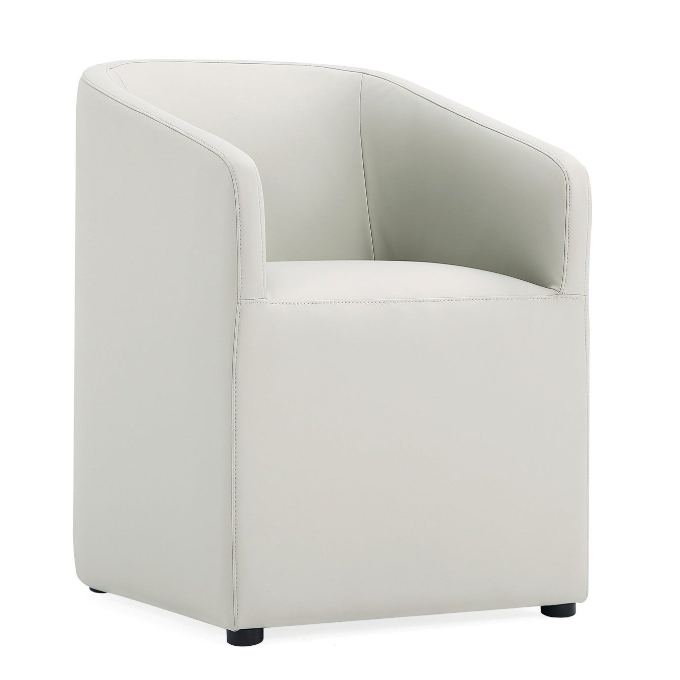 Manhattan Comfort Anna Modern Round Faux Leather Dining Chair - Light Stone Grey|Chaise de salle à manger arrondie et moderne Anna de Manhattan Comfort en similicuir - pierre gris clair