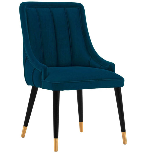 Manhattan Comfort Modern Eda Velvet Dining Chair - Midnight Blue|Chaise de salle à manger moderne Eda de Manhattan Comfort en velours - bleu minuit