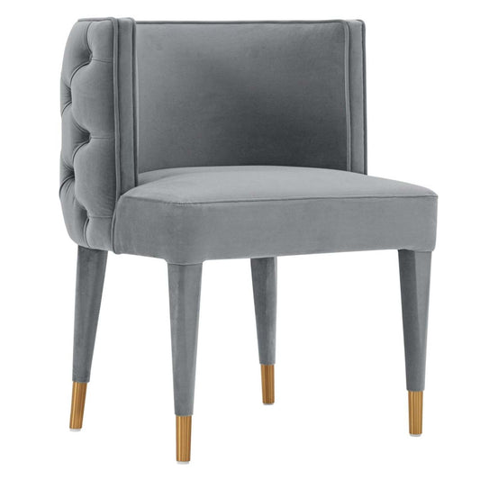 Manhattan Comfort Modern Maya Tufted Velvet Dining Chair - Grey|Chaise de salle à manger moderne Maya de Manhattan Comfort en velours capitonné - grise